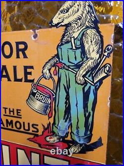 Vintage Baer Bros Paint Porcelain Sign Bruin Flange Advertising Hardware Store