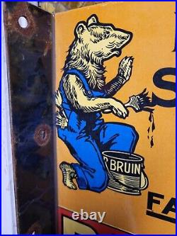 Vintage Baer Bros Paint Porcelain Sign Bruin Flange Advertising Hardware Store