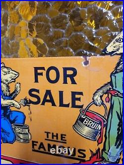 Vintage Baer Bros Paint Porcelain Sign Bruin Flange Advertising Hardware Store