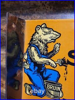 Vintage Baer Bros Paint Porcelain Sign Bruin Flange Advertising Hardware Store