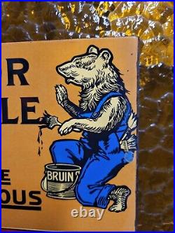 Vintage Baer Bros Paint Porcelain Sign Bruin Flange Advertising Hardware Store