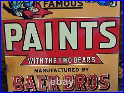 Vintage Baer Bros Paint Porcelain Sign Bruin Flange Advertising Hardware Store