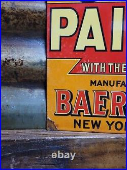 Vintage Baer Bros Paint Porcelain Sign Bruin Flange Advertising Hardware Store