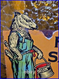 Vintage Baer Bros Paint Porcelain Sign Bruin Flange Advertising Hardware Store