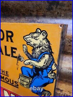 Vintage Baer Bros Paint Porcelain Sign Bruin Flange Advertising Hardware Store