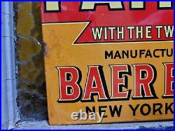 Vintage Baer Bros Paint Porcelain Sign Bruin Flange Advertising Hardware Store