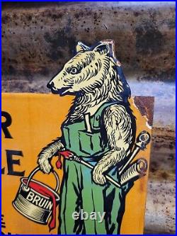 Vintage Baer Bros Paint Porcelain Sign Bruin Flange Advertising Hardware Store