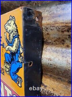 Vintage Baer Bros Paint Porcelain Sign Bruin Flange Advertising Hardware Store