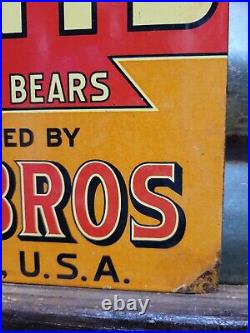 Vintage Baer Bros Paint Porcelain Sign Bruin Flange Advertising Hardware Store