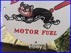 Vintage Bearcat Motor Fuel Porcelain Gas Station Pump Metal Sign 12