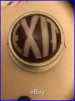 Vintage Beautiful ART Deco Theater Round EXIT Light Fixture Advertising SIGN