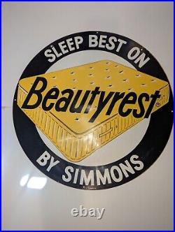 Vintage Beauty Rest By Simmons Mattress Flange Sign Authentic Non Reproduction