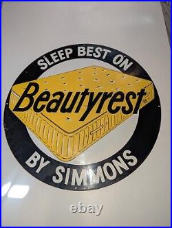 Vintage Beauty Rest By Simmons Mattress Flange Sign Authentic Non Reproduction