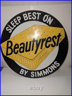 Vintage Beauty Rest By Simmons Mattress Flange Sign Authentic Non Reproduction