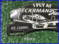 Vintage Beckrman Field Porcelain Tag Topper Sign Aviation Pilot Airport Flying