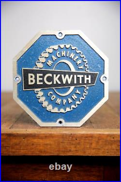 Vintage Beckwith Machinery Metal Advertising Sign Plaque Caterpillar Bulldozer