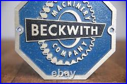 Vintage Beckwith Machinery Metal Advertising Sign Plaque Caterpillar Bulldozer