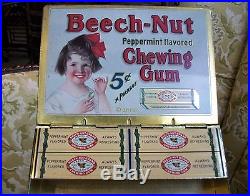 Vintage Beech-Nut Chewing Gum Advertising Sign Tin Countertop Display