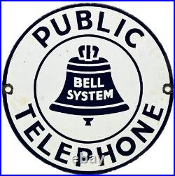 Vintage Bell System Public Payph0ne Porcelain Sign Gas Station Oil Telephone Att