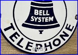 Vintage Bell System Public Payph0ne Porcelain Sign Gas Station Oil Telephone Att