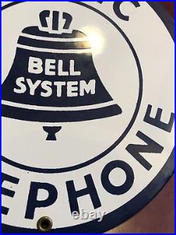 Vintage Bell System Public Telephone Porcelain Sign