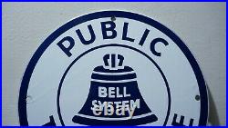 Vintage Bell Telephone Porcelain Sign Gas Motor Oil Metal Station Pump Pay Phone