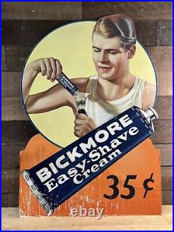 Vintage Bickmore Easy Shave Cream Cardboard Advertising Sign Vintage Bickmore Easy Shave Cream Cardboard Advertising Sign