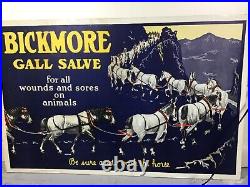 Vintage Bickmore's Gall Salve Ad Sign Cardboard 23.18 h x33.25 w Horses Rare