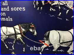 Vintage Bickmore's Gall Salve Ad Sign Cardboard 23.18 h x33.25 w Horses Rare