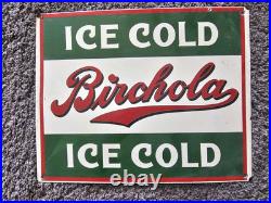 Vintage Birchola Porcelain Sign Car Gas Oil Truck 12 X 10