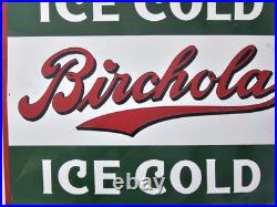 Vintage Birchola Porcelain Sign Car Gas Oil Truck 12 X 10