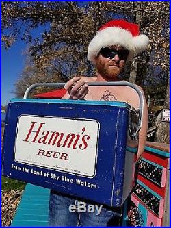 Vintage Blue Hamms Beer Cooler With Logo Sign 19X12X10
