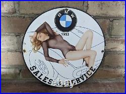 Vintage Bmw Dealership Car Dealer Metal Porcelain Advertising Sign 12