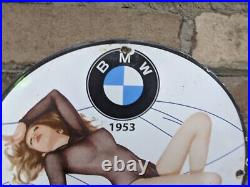 Vintage Bmw Dealership Car Dealer Metal Porcelain Advertising Sign 12