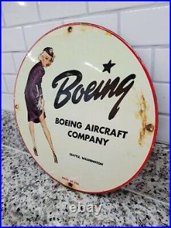 Vintage Boeing Aircraft Porcelain Sign Gas Aviation Signage Oil Airplane Flying