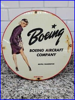 Vintage Boeing Aircraft Porcelain Sign Gas Aviation Signage Oil Airplane Flying