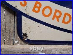 Vintage Bordens Porcelain Sign Old 1950 Dairy Milk Farm Cow Ice Cream Food Co