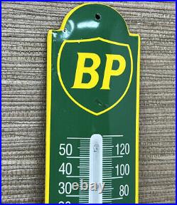 Vintage Bp Gasoline Porcelain Thermometer Motor Oil Service Station Pump Plate