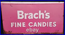 Vintage Brach's Fine Candies Porcelain Sign Ben Franklin Store Display 26 x 14