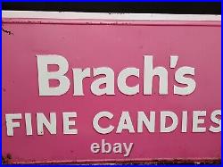 Vintage Brach's Fine Candies Porcelain Sign Ben Franklin Store Display 26 x 14