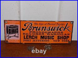 Vintage Brunswick Phonographs Radios Porcelain Sign