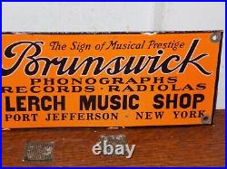 Vintage Brunswick Phonographs Radios Porcelain Sign