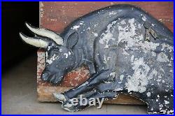 Vintage Bull Livestock Farm Sign Chalkware Plaque Hog Swine Original