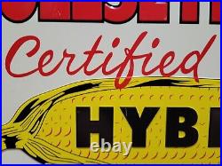 Vintage Bullseye Hybrid Corn Sign Old Farm Feed Metal Tin Tacker Advertising