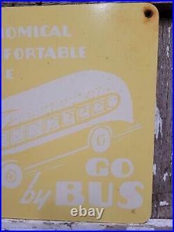Vintage Bus Sign Metal Transportation Advertising Highway Transit Oil Service