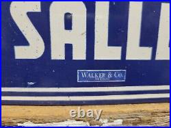 Vintage Cadillac Porcelain Sign La Salle V8 Sales Service Car Dealer Walker Co