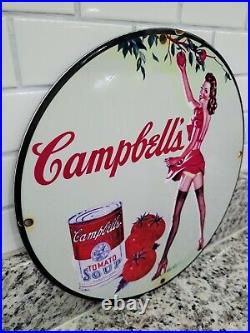 Vintage Campbells Soup Porcelain Sign Grocery Store Food Gas Station Oil Service