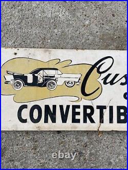 Vintage Cardboard Advertising Sign Cars Custom Convertible Rare Hot Rod