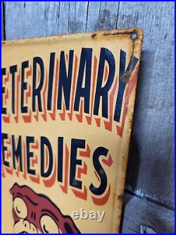 Vintage Carswell Sign Old Embossed Metal Advertising Veterinary Remedies Dog 29