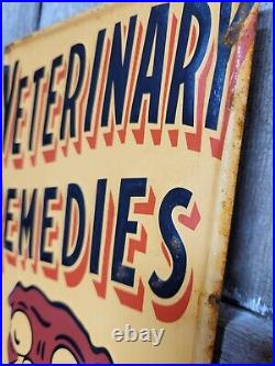 Vintage Carswell Sign Old Embossed Metal Advertising Veterinary Remedies Dog 29